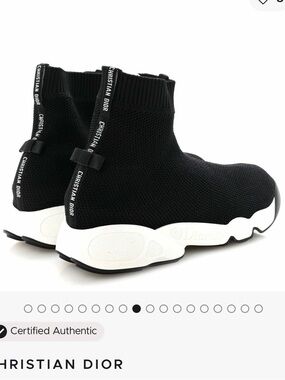 Dior Black Knit Sock Sneakers with White Sole